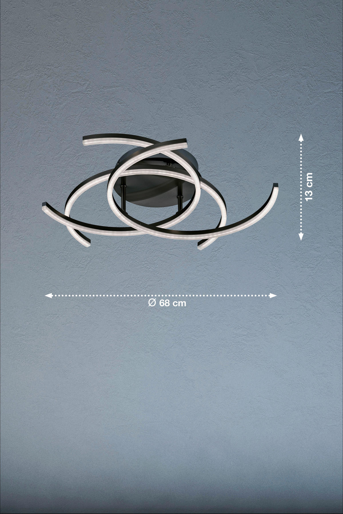LED-DECKENLEUCHTE   68 cm   - Sandfarben/Schwarz, Design, Metall (68cm) - Fischer & Honsel