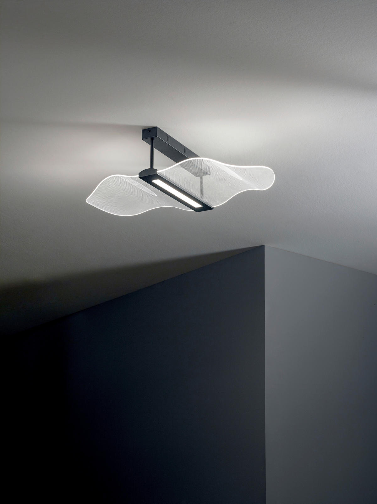 STROPNA LED-SVETILKA  Fenice 40 W//3000 K/230 V/ - črna, Design, kovina/umetna masa (85/40/200cm)