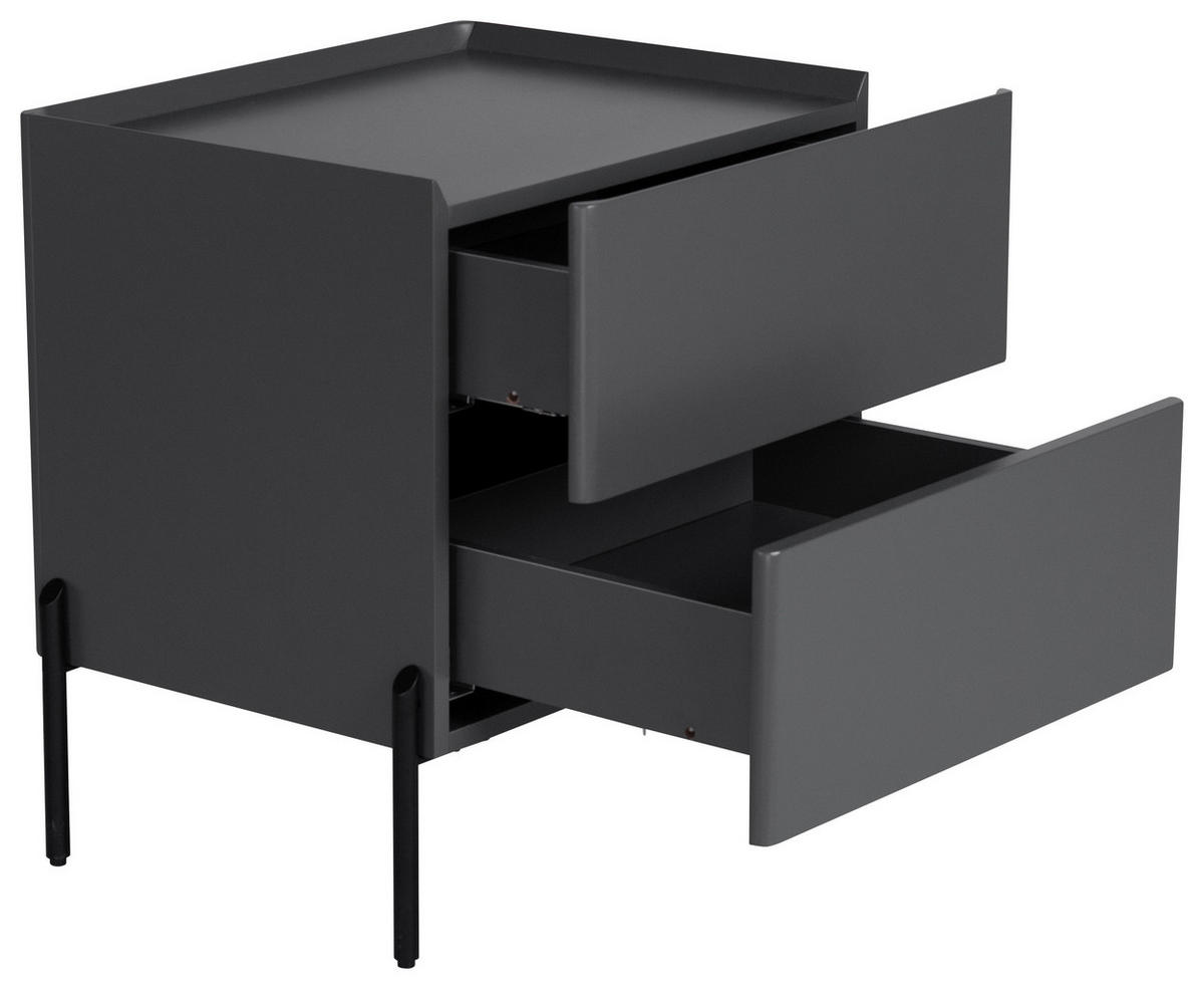 NACHTSCHRANK 50/55/40 cm  - Schwarz/Grau, Design, Holzwerkstoff/Metall (50/55/40cm) - Livetastic