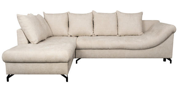 ECKSOFA Creme Struktur - Creme/Schwarz, KONVENTIONELL, Textil/Metall (194/274cm) - Carryhome