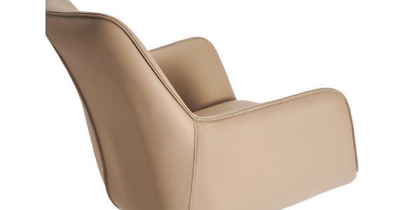 ARMLEHNSTUHL  Sitzfläche 360° drehbar, inklusive Armlehnen, automatische Rückholfunktion  Echtleder  - Beige/Schwarz, Design, Leder/Metall (59/87/62cm) - Novel