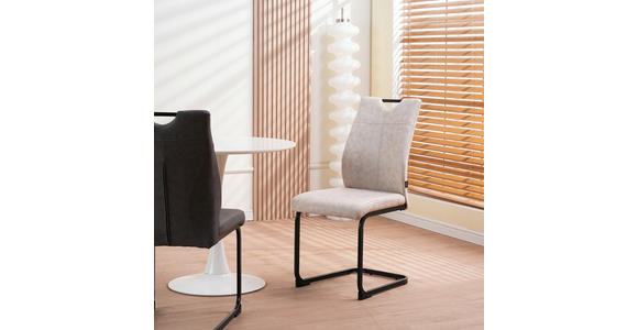 STUHL-SET 4 Stück  in Mikrofaser  - Beige/Schwarz, Design, Textil/Metall (43/97/57cm) - Xora