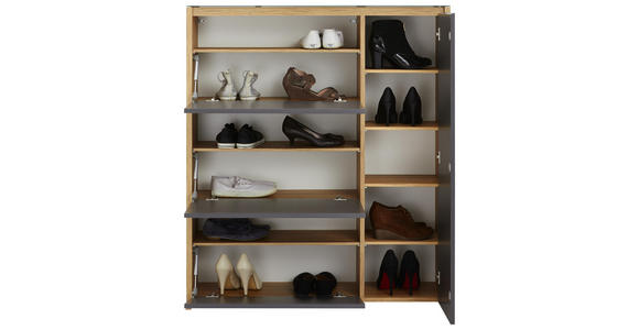 SCHUHSCHRANK 99,7/113,7/28 cm - Eichefarben/Anthrazit, Design, Glas/Holzwerkstoff (99,7/113,7/28cm) - Voleo