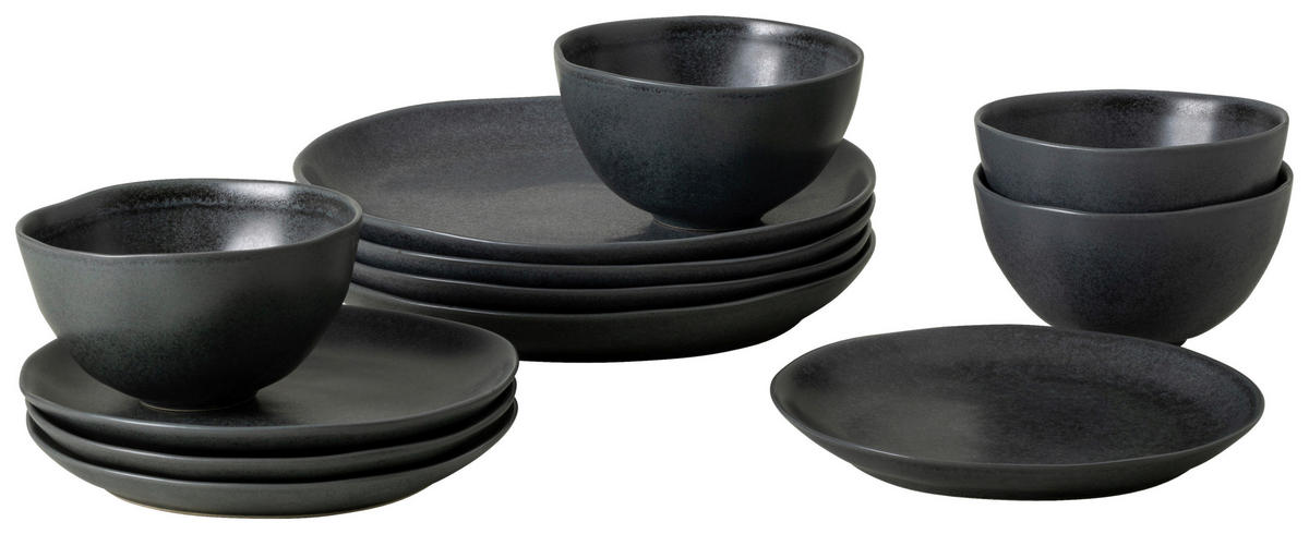 KOMBISERVICE Schwarz LIVIA 12-teilig 4 Personen  - Schwarz, Basics, Keramik - Costa Nova