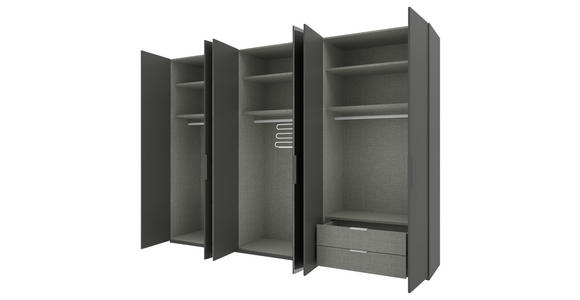 DREHTÜRENSCHRANK 300/223/62 cm 6-türig Anthrazit - Anthrazit/Schwarz, KONVENTIONELL, Glas/Holzwerkstoff (300/223/62cm) - Novel