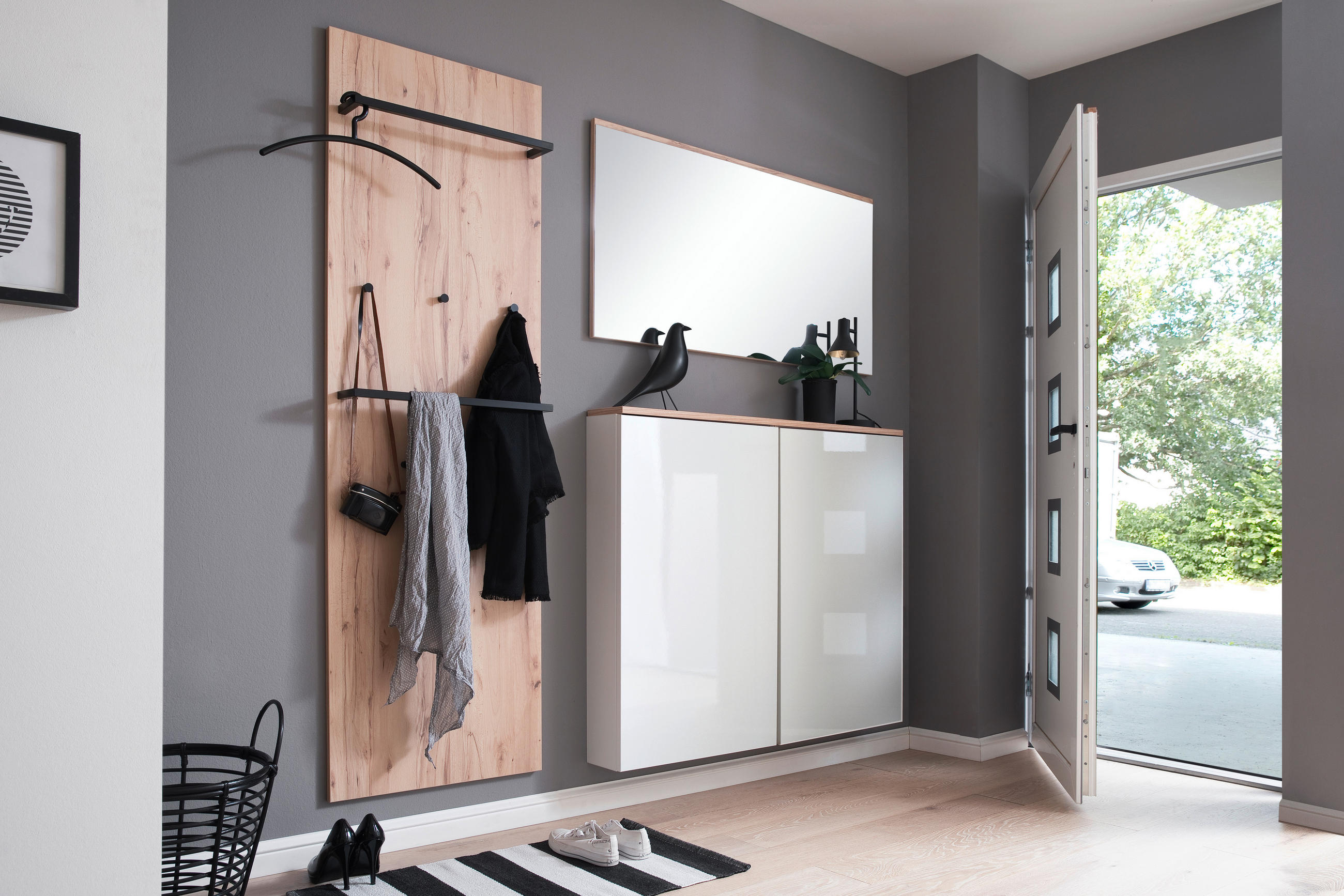 GARDEROBE 3-teilig in 190/200/38 cm - Weiss/Buchefarben, Konventionell, Holzwerkstoff (190/200/38cm) - Moderano