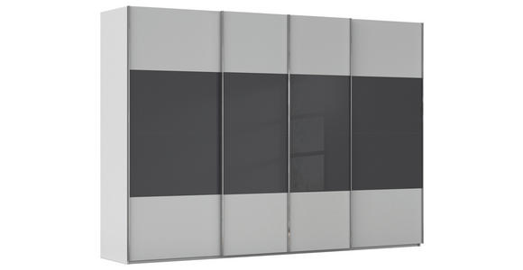 SCHWEBETÜRENSCHRANK  in Schwarz, Seidengrau  - Chromfarben/Seidengrau, KONVENTIONELL, Glas/Holzwerkstoff (316/223/68cm) - Novel