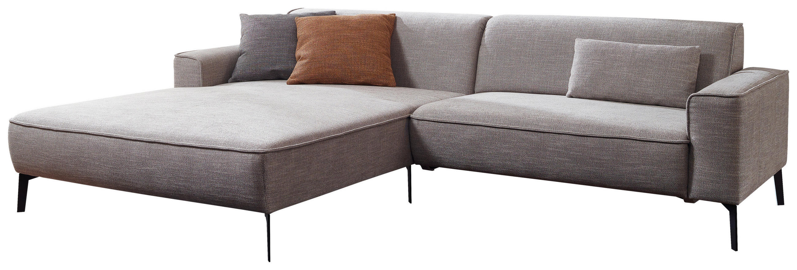 ECKSOFA in Flachgewebe Grau 190/285 cm - Schwarz/Grau, Design, Textil/Metall (190/285cm) - Johann Jakob