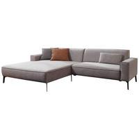 ECKSOFA Grau Flachgewebe  - Schwarz/Grau, Design, Textil/Metall (190/285cm) - Johann Jakob