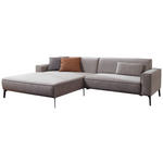 ECKSOFA in Flachgewebe Grau  190/285 cm  - Schwarz/Grau, Design, Textil/Metall (190/285cm) - Johann Jakob