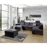 WOHNLANDSCHAFT in Velours Dunkelgrau  - Weiss/Dunkelgrau, Konventionell, Kunststoff/Textil (168/325/184cm) - Livetastic