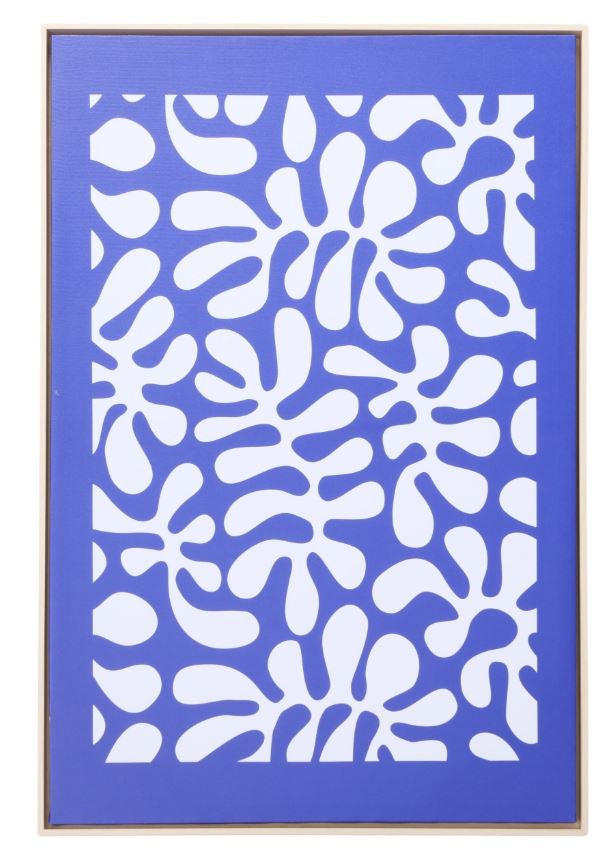 BILD Blätter 60/90 cm  - Blau/Weiß, Basics, Holzwerkstoff/Textil (60/90cm) - Boltze Home