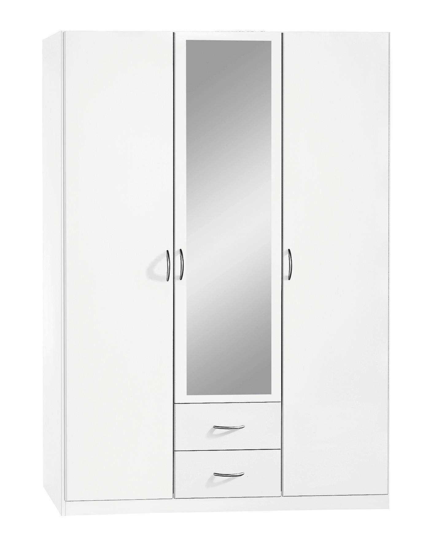 KLEIDERSCHRANK Weiss  - Weiss/Silberfarben, Design, Glas/Holzwerkstoff (136/197/54cm) - Boxxx