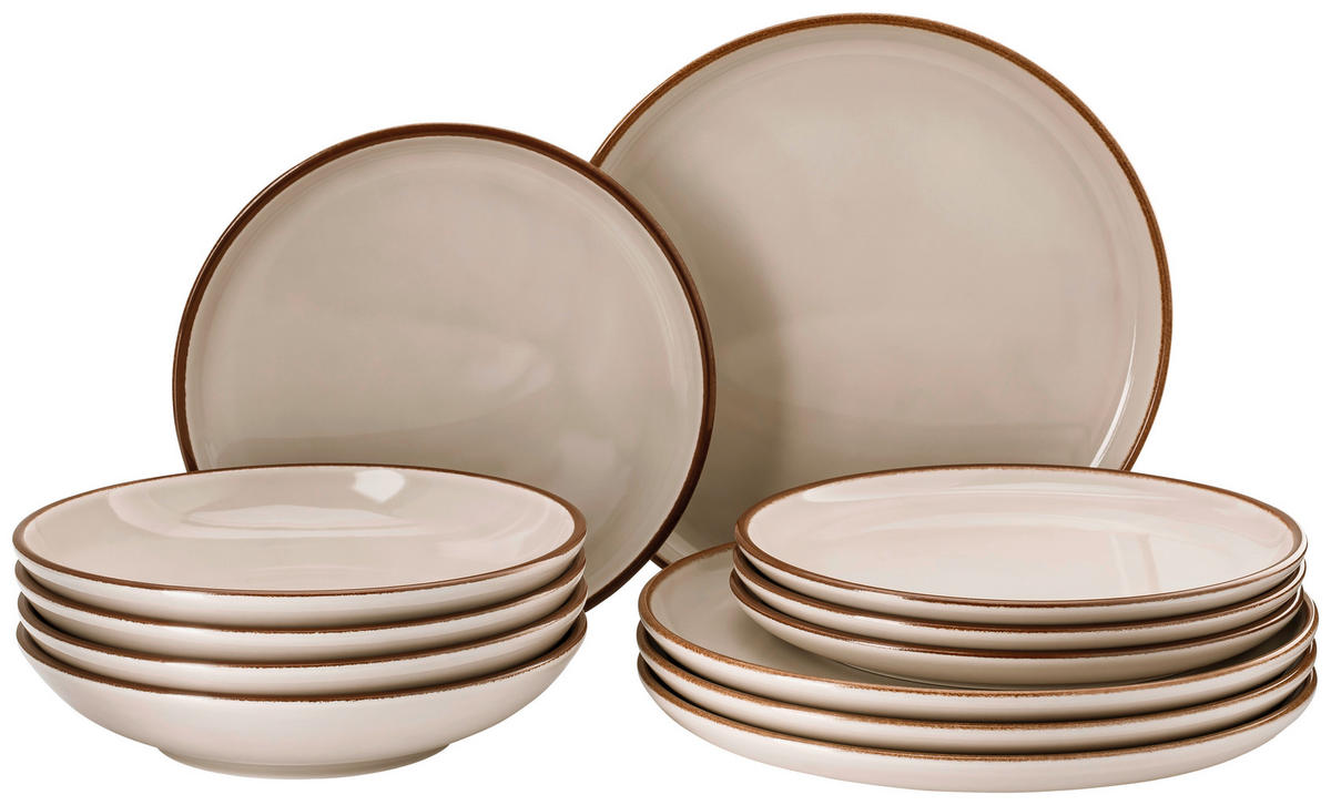 KOMBISERVICE Beige Profi Casual Shell 12-teilig 4 Personen  - Beige, Basics, Keramik - Rosenthal