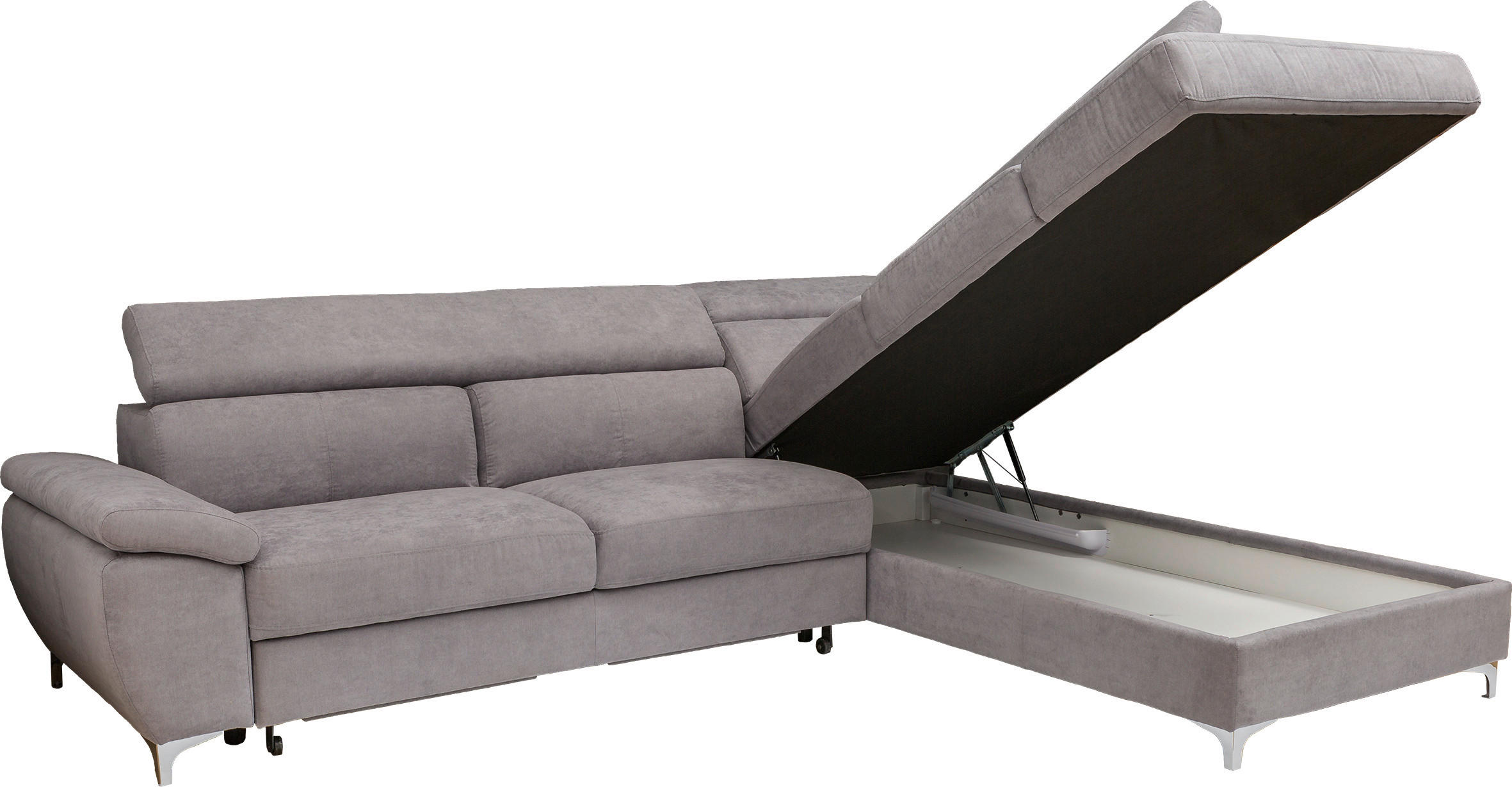 ÜLŐGARNITÚRA fa, textil, faalapú anyag szürke  - króm/szürke, Design, faalapú anyag/textil (286/218/81/98cm) - Hom`in