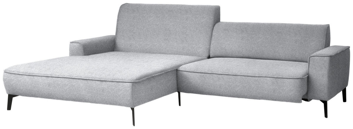 ECKSOFA in Flachgewebe Grau  - Schwarz/Grau, Design, Textil/Metall (190/285cm) - Johann Jakob