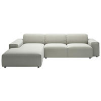 ECKSOFA Cord Hellgrau  - Hellgrau/Schwarz, Design, Kunststoff/Textil (189/300cm) - Pure Home Lifestyle