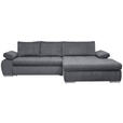 ECKSOFA in Flachgewebe Grau  294/173 cm  - Chromfarben/Weiß, Design, Kunststoff/Textil (294/173cm) - Carryhome