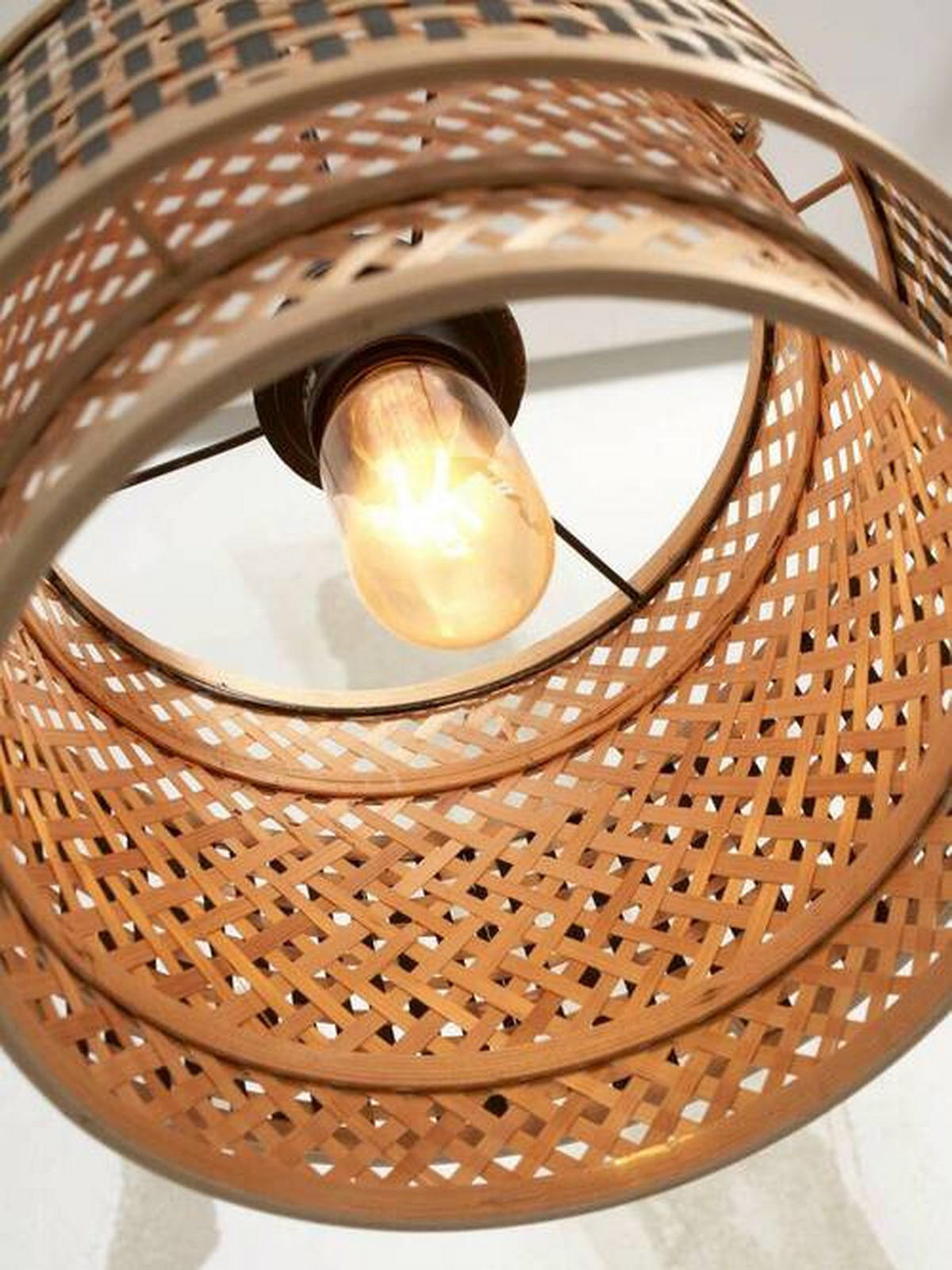 HÄNGELEUCHTE GOOD&MOJO  25/20 cm   - Schwarz/Naturfarben, Trend, Holz (25/20cm) - Good & Mojo