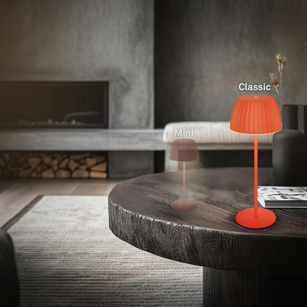 AKKU-TISCHLEUCHTE 14,5/36,5 cm  - Orange, Basics, Kunststoff/Metall (14,5/36,5cm)