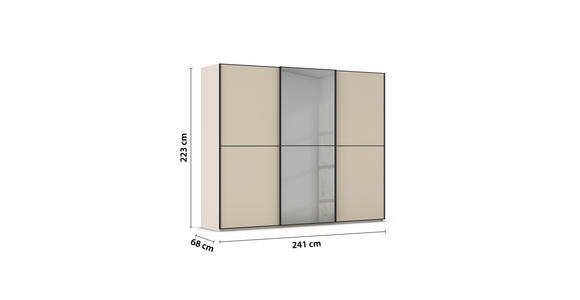 SCHWEBETÜRENSCHRANK  in Schwarz, Champagner  - Champagner/Schwarz, KONVENTIONELL, Glas/Holzwerkstoff (242/223/68cm) - Novel