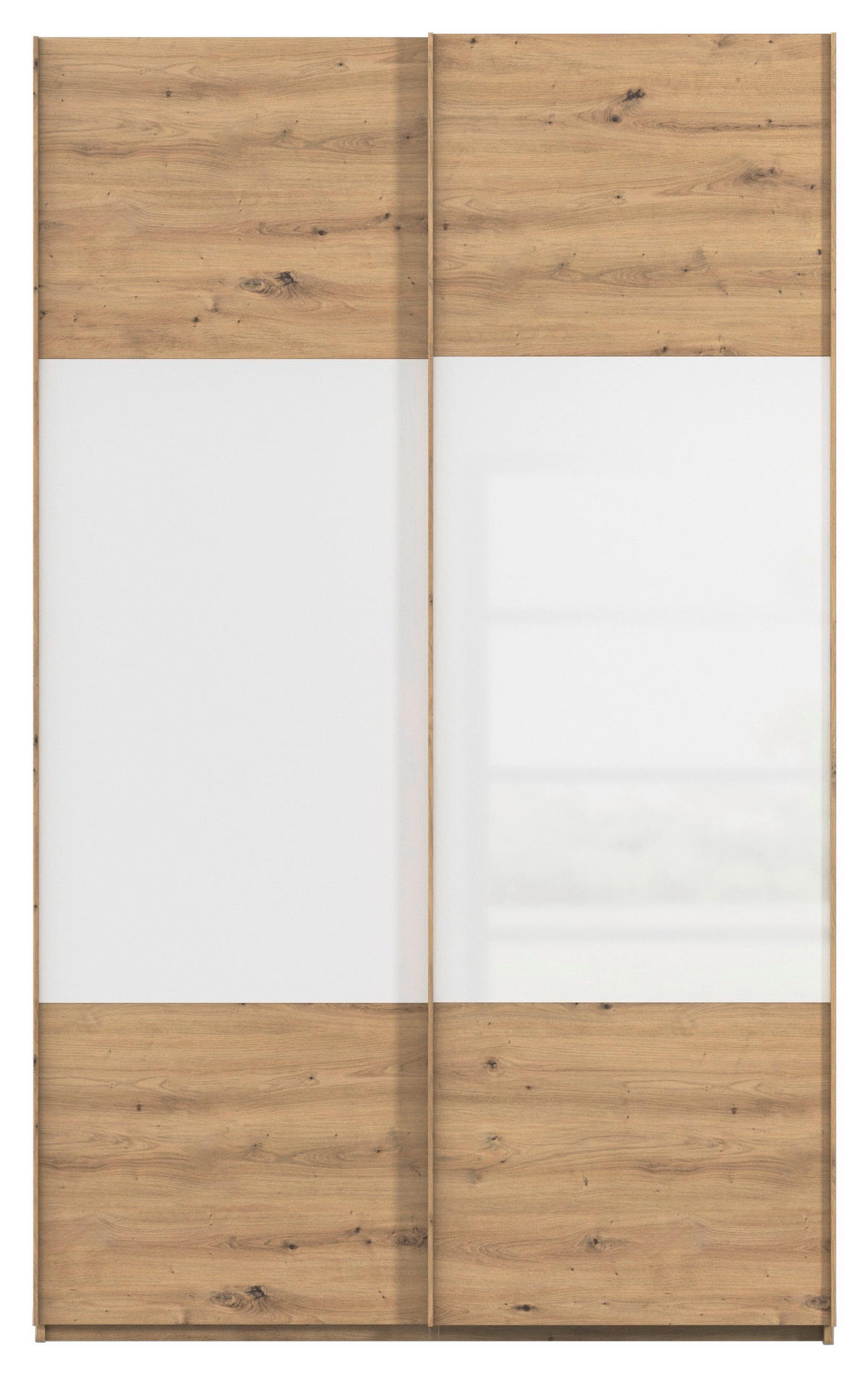 SCHWEBETÜRENSCHRANK 137/223/68 cm 2-türig Weiß, Eiche Artisan  - Eichefarben/Weiß, Design, Glas/Holzwerkstoff (137/223/68cm) - Xora