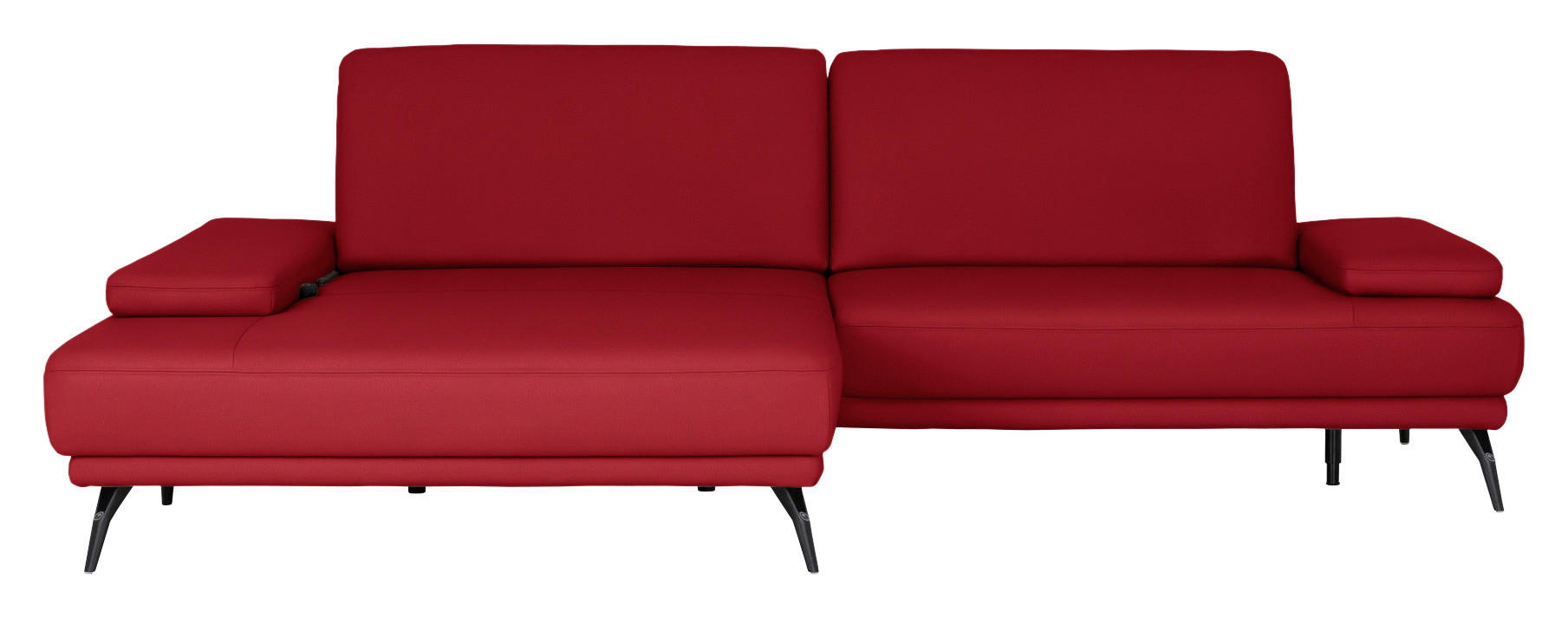 ECKSOFA JOOP! STUDIO in Echtleder Rot  180/301 cm  - Rot/Schwarz, KONVENTIONELL, Leder/Metall (180/301cm) - Joop!