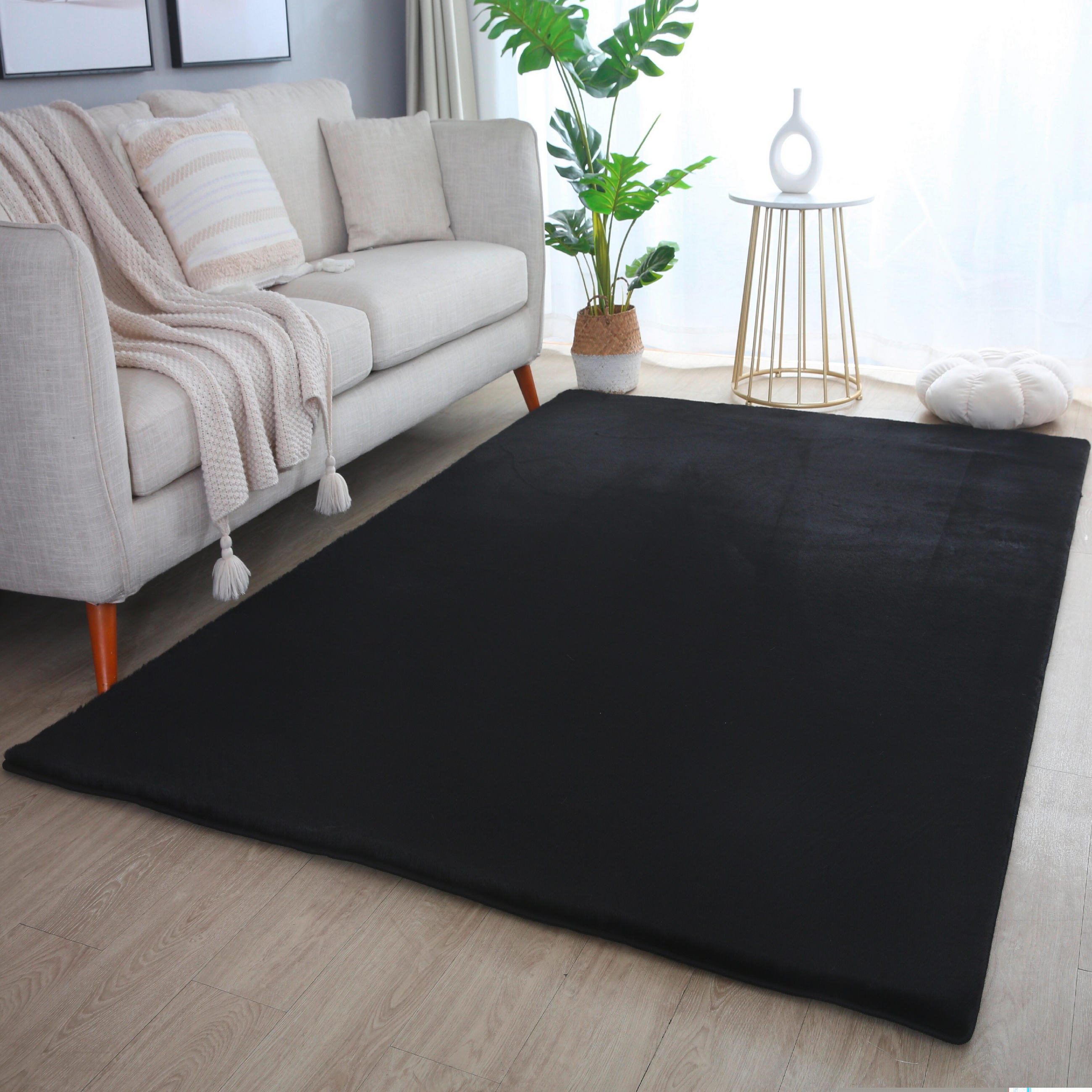 HOCHFLORTEPPICH 80/150 cm Pouffy Schwarz  - Schwarz, Basics, Textil (80/150cm)