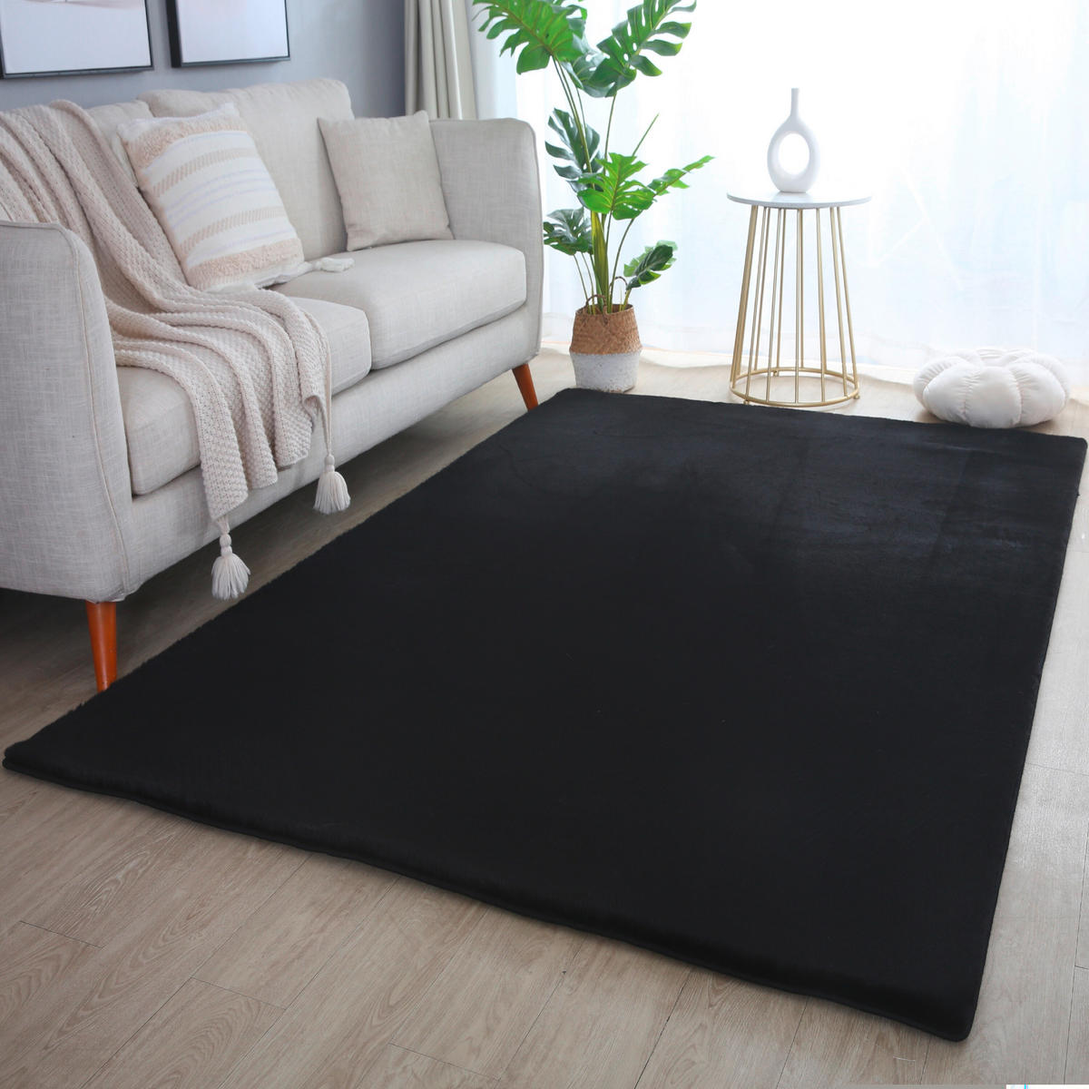 HOCHFLORTEPPICH 80/250 cm Pouffy Schwarz  - Schwarz, Basics, Textil (80/250cm)
