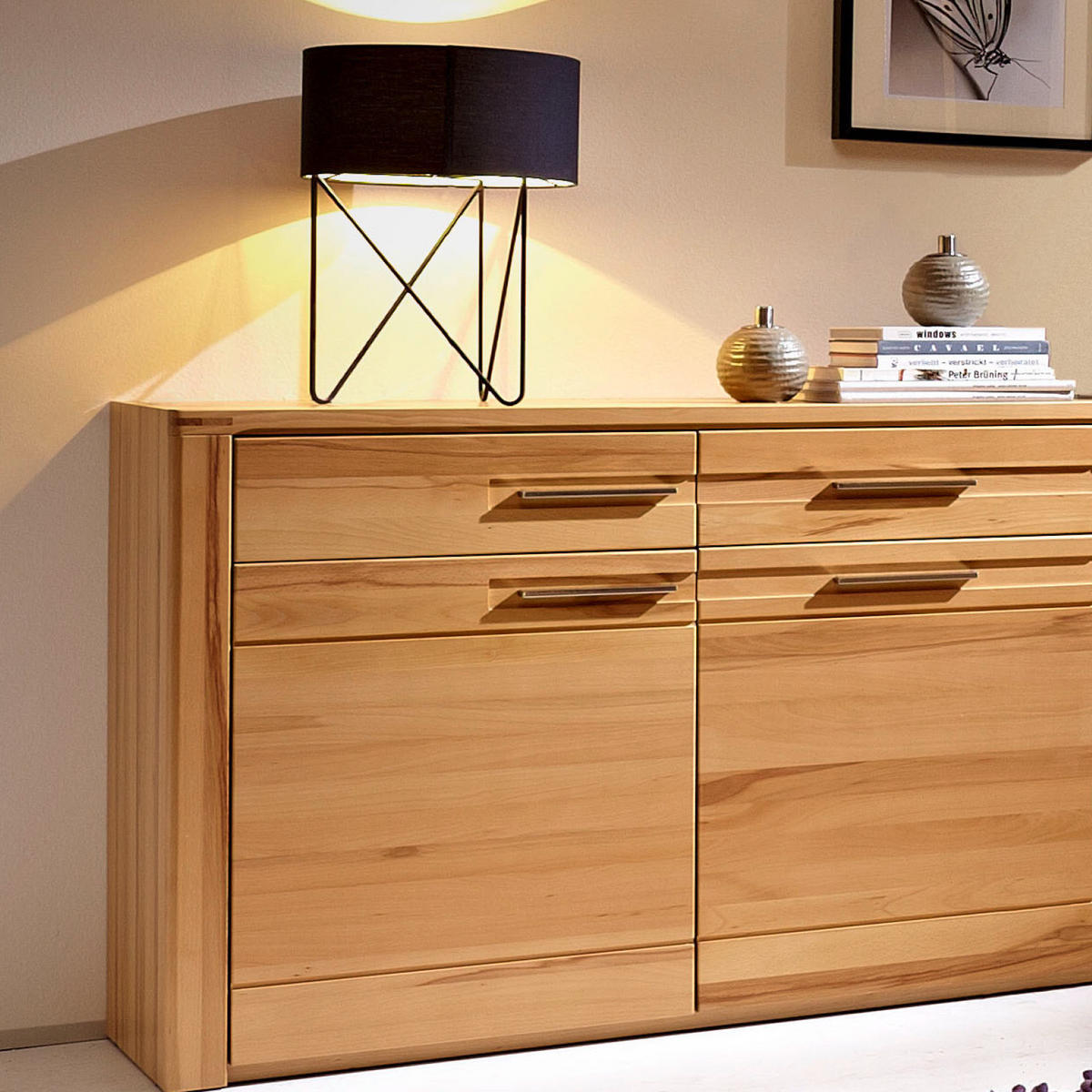 SIDEBOARD  in 188/86/42 cm  - Edelstahlfarben/Buchefarben, Design, Holz/Holzwerkstoff (188/86/42cm) - Livetastic
