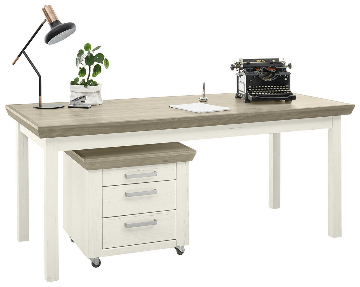 SCHREIBTISCH 180/80/74,6 cm  in Weiß, Eichefarben  - Eichefarben/Weiß, Design, Holzwerkstoff (180/80/74,6cm) - SetOne by Musterring