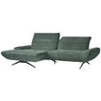 ECKSOFA  in Chenille Blaugrau  170-195/280 cm  - Blaugrau/Schwarz, Design, Textil/Metall (170-195/280cm) - Dieter Knoll