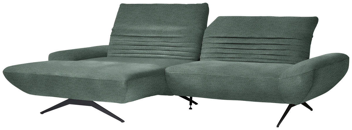 ECKSOFA  in Chenille Blaugrau  170-195/280 cm  - Blaugrau/Schwarz, Design, Textil/Metall (170-195/280cm) - Dieter Knoll