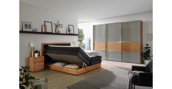 BOXSPRINGBETT 160/200 cm in Anthrazit, Eichefarben - Eichefarben/Anthrazit, Natur, Holz/Holzwerkstoff (160/200cm) - Valnatura