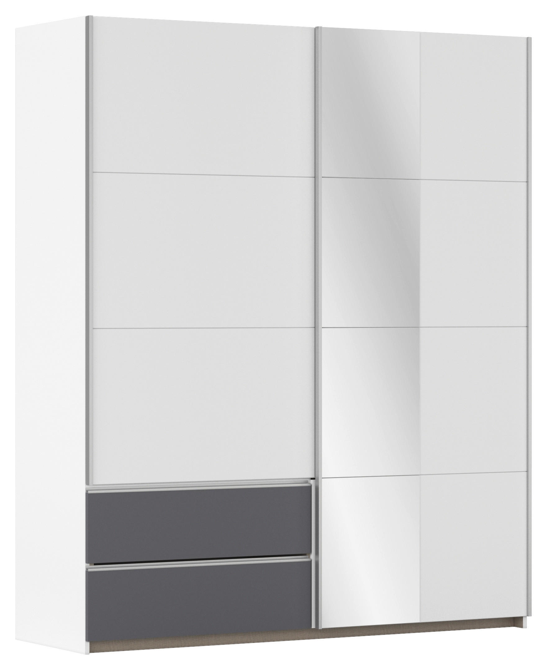 SCHWEBETÜRENSCHRANK in Grau, Weiss - Weiss/Alufarben, Modern, Holzwerkstoff (175/210/59cm) - Rauch Möbel