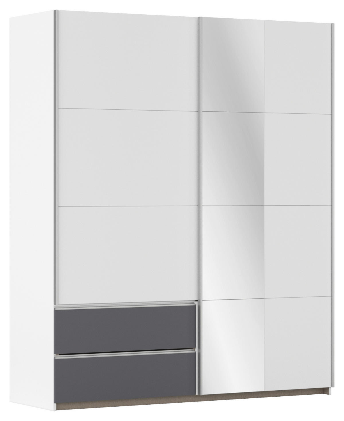 SCHWEBETÜRENSCHRANK in Grau, Weiss  - Weiss/Alufarben, Modern, Holzwerkstoff (175/210/59cm) - Rauch Möbel