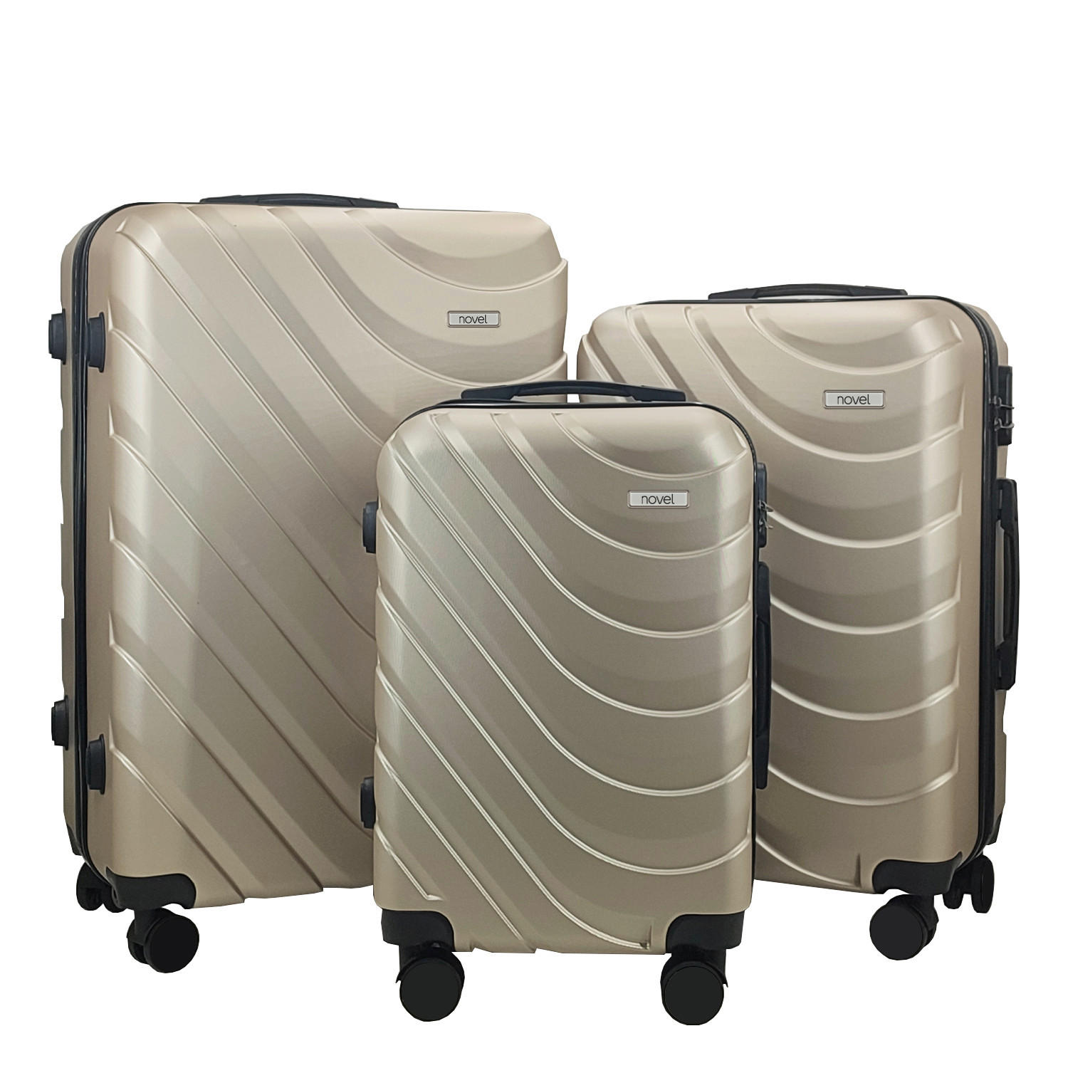 REISEKOFFERSET Goldfarben 3-teilig  - Goldfarben, KONVENTIONELL, Kunststoff/Metall - Novel