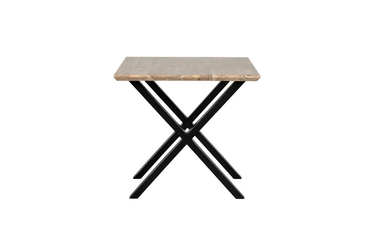 ESSTISCH 120/80/76 cm Echtholz  Holz, Metall rechteckig Akaziefarben  - Schwarz/Akaziefarben, MODERN, Holz/Metall (120/80/76cm) - MID.YOU