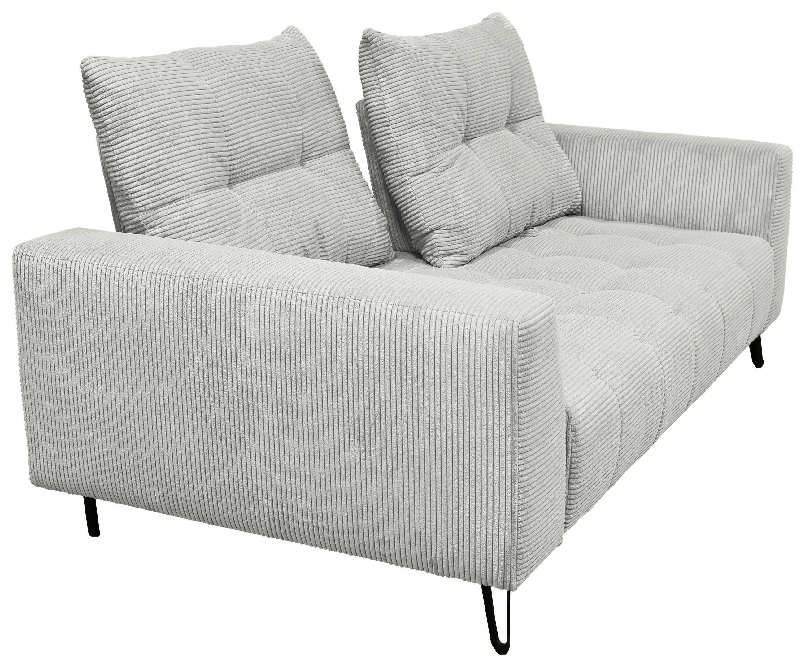 BIGSOFA Cord Hellgrau  - Hellgrau/Schwarz, KONVENTIONELL, Textil/Metall (246/100/116cm) - Carryhome