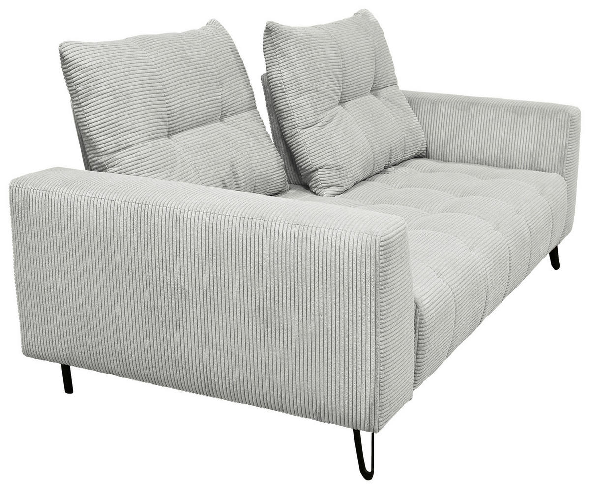 BIGSOFA Cord Hellgrau  - Hellgrau/Schwarz, KONVENTIONELL, Textil/Metall (246/100/116cm) - Carryhome