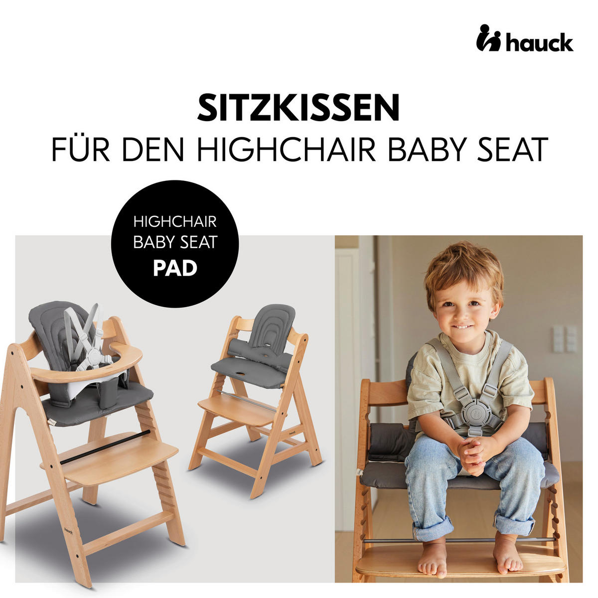 HOCHSTUHLEINLAGE Highchair Baby Seat Pad  - Dunkelgrau, Basics, Textil (46/2/24cm) - Hauck