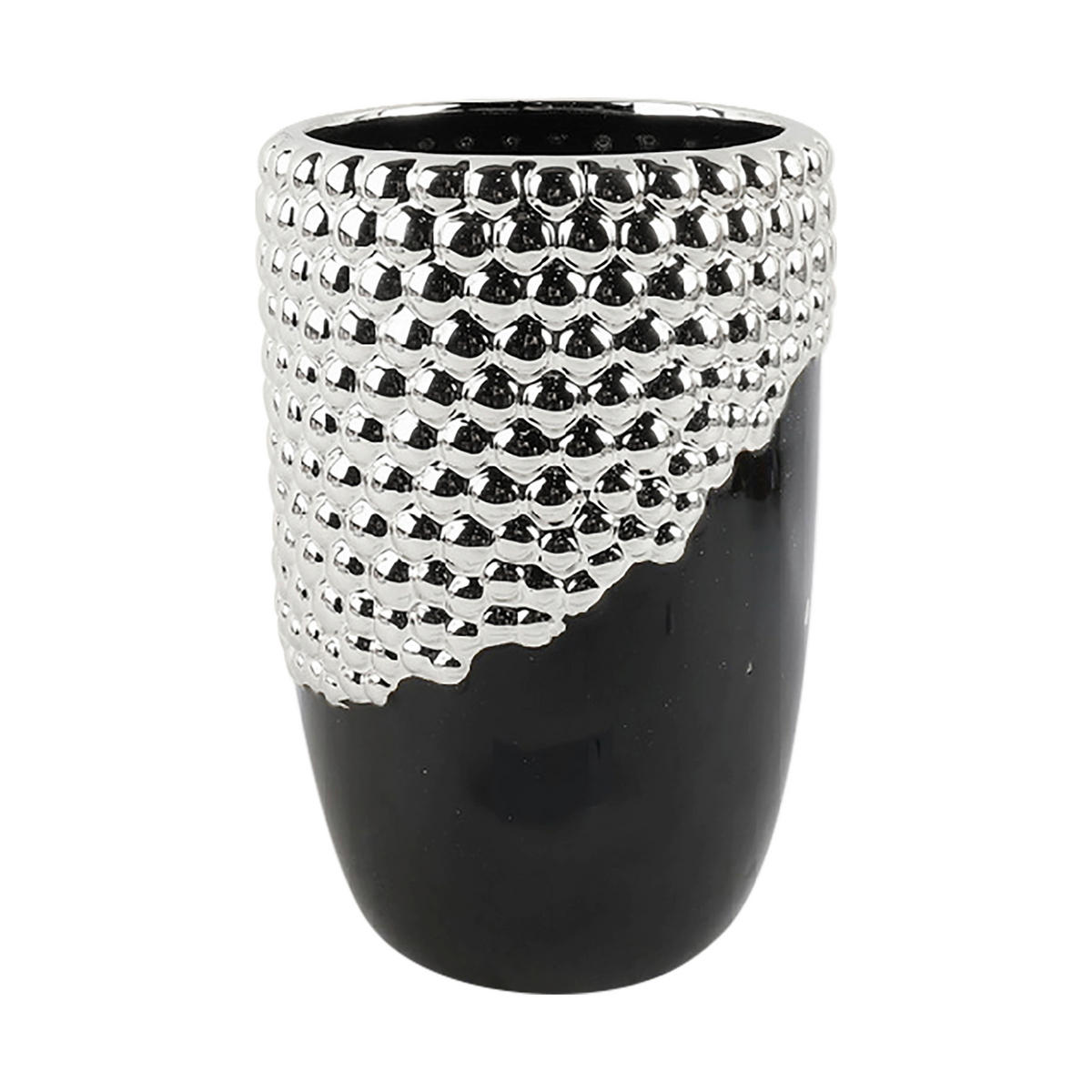VASE 20.5 cm  - Silberfarben/Schwarz, Lifestyle, Keramik (13,8/20,5cm) - Ambia Home