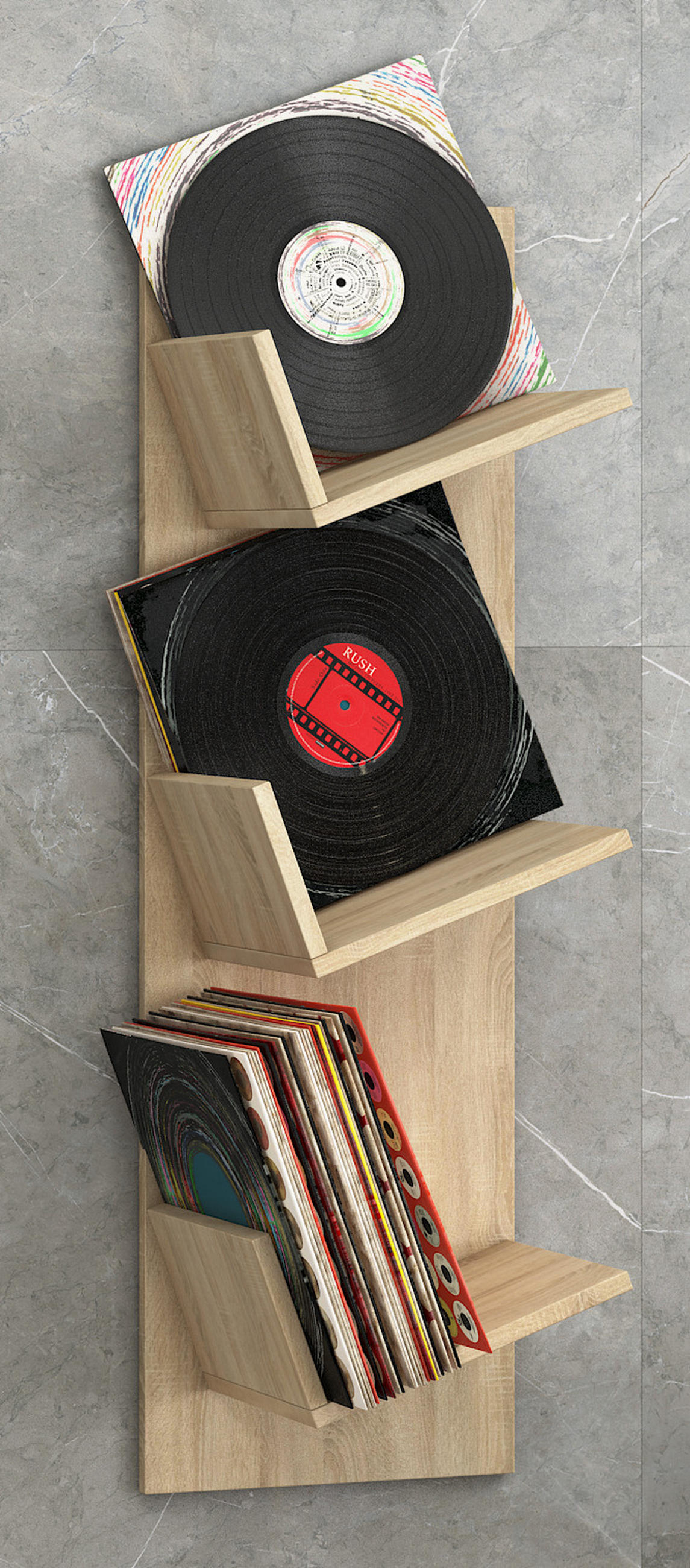 SCHALLPLATTENREGAL - Sonoma Eiche, Konventionell, Holzwerkstoff (33/106,5/25,6cm) - MID.YOU
