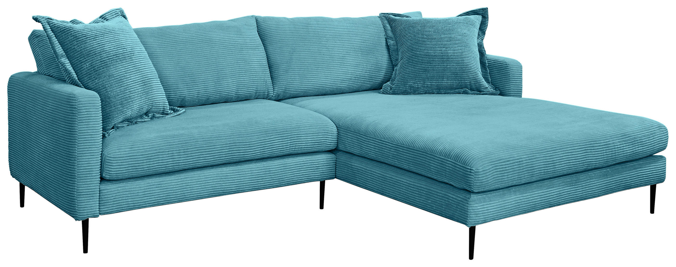 ECKSOFA in Cord Hellblau  268/193 cm  - Schwarz/Hellblau, Design, Textil/Metall (268/193cm) - P & B