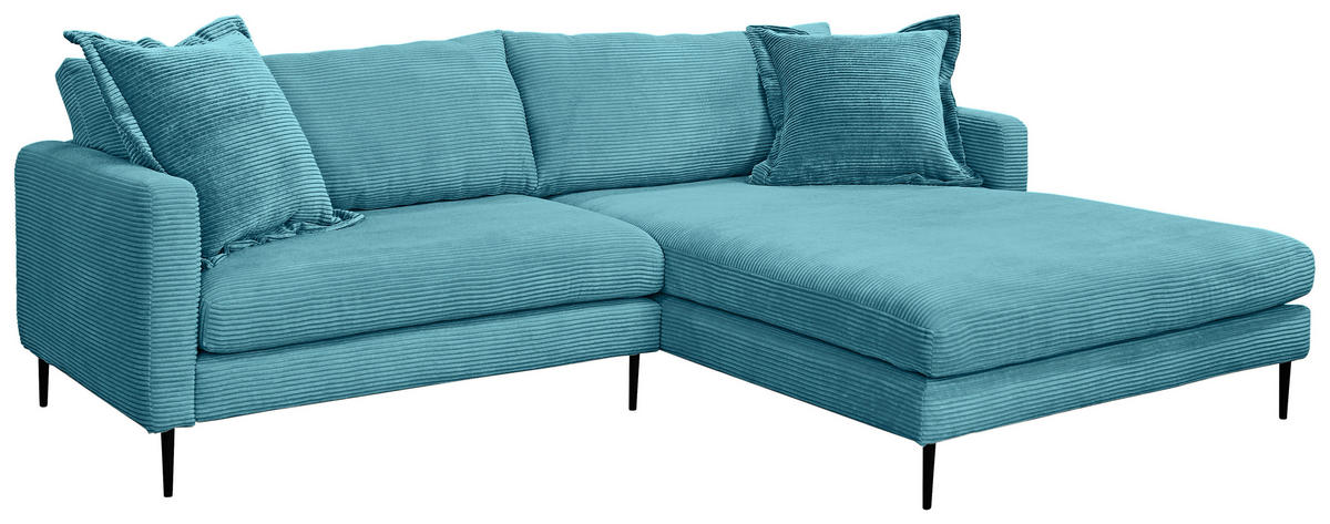 ECKSOFA JOKER Hellblau Cord  - Schwarz/Hellblau, Design, Textil/Metall (268/193cm) - P & B