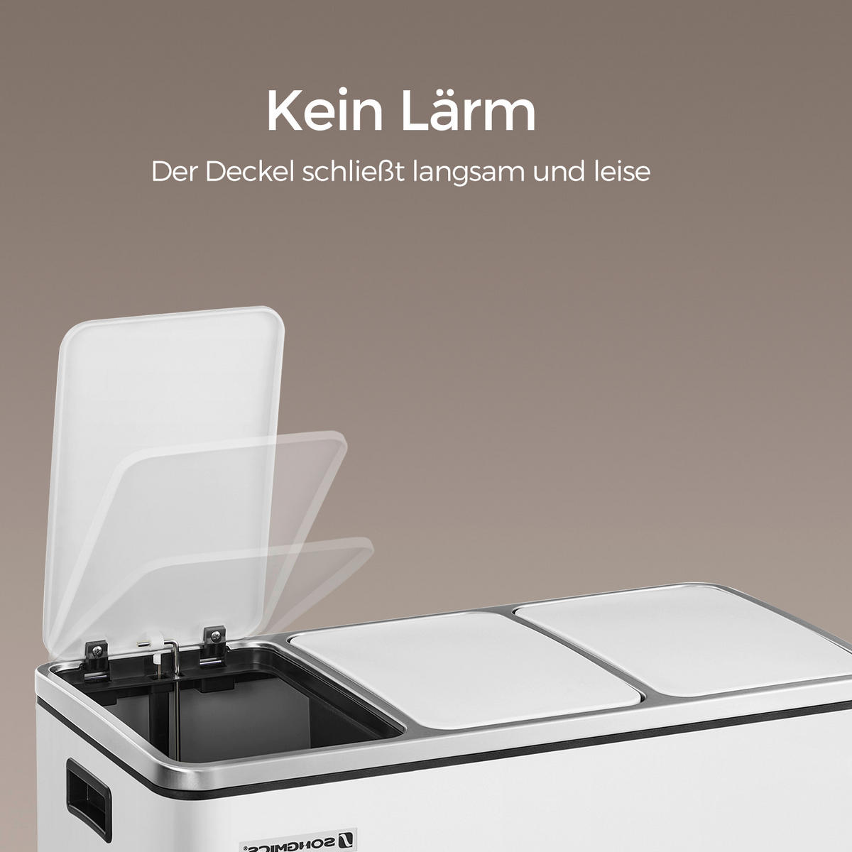 ABFALLSAMMLER 54 L  - Schwarz/Weiß, Basics, Kunststoff/Metall (61/55,5/31,6cm)