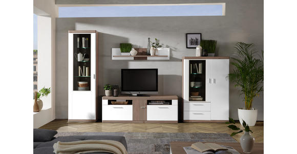 HIGHBOARD 95/139/40 cm - Eichefarben/Alufarben, KONVENTIONELL, Glas/Holzwerkstoff (95/139/40cm) - Xora
