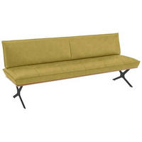 SITZBANK 214/88/66 cm Echtleder Schwarz, Hellgrün Nussbaum furniert Metall  - Schwarz/Hellgrün, Design, Leder/Holz (214/88/66cm) - Koinor