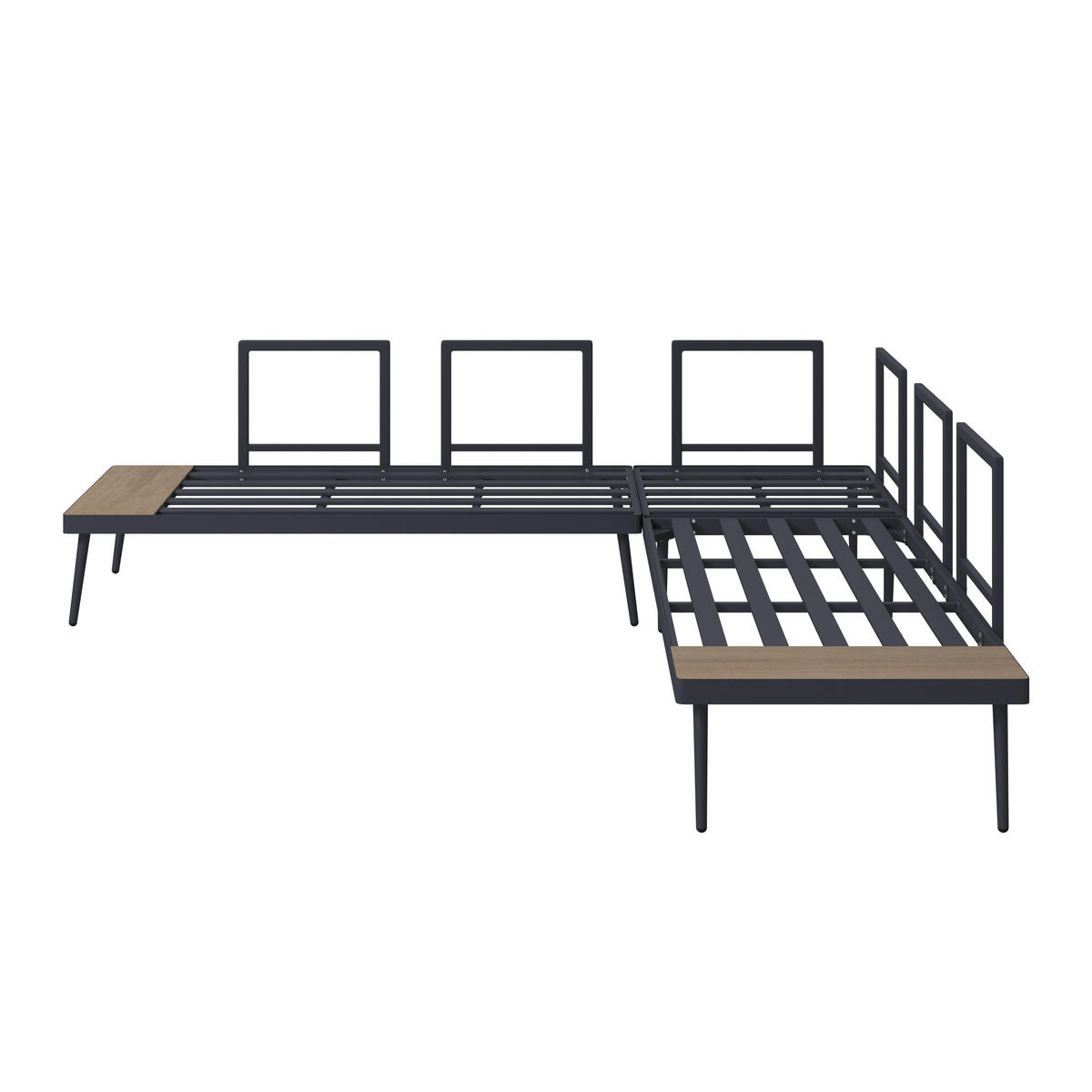 LOUNGEGARNITUR 226/226 cm Aluminium  - Dunkelgrau/Naturfarben, MODERN, Kunststoff/Textil (226/226cm) - Ambia Garden