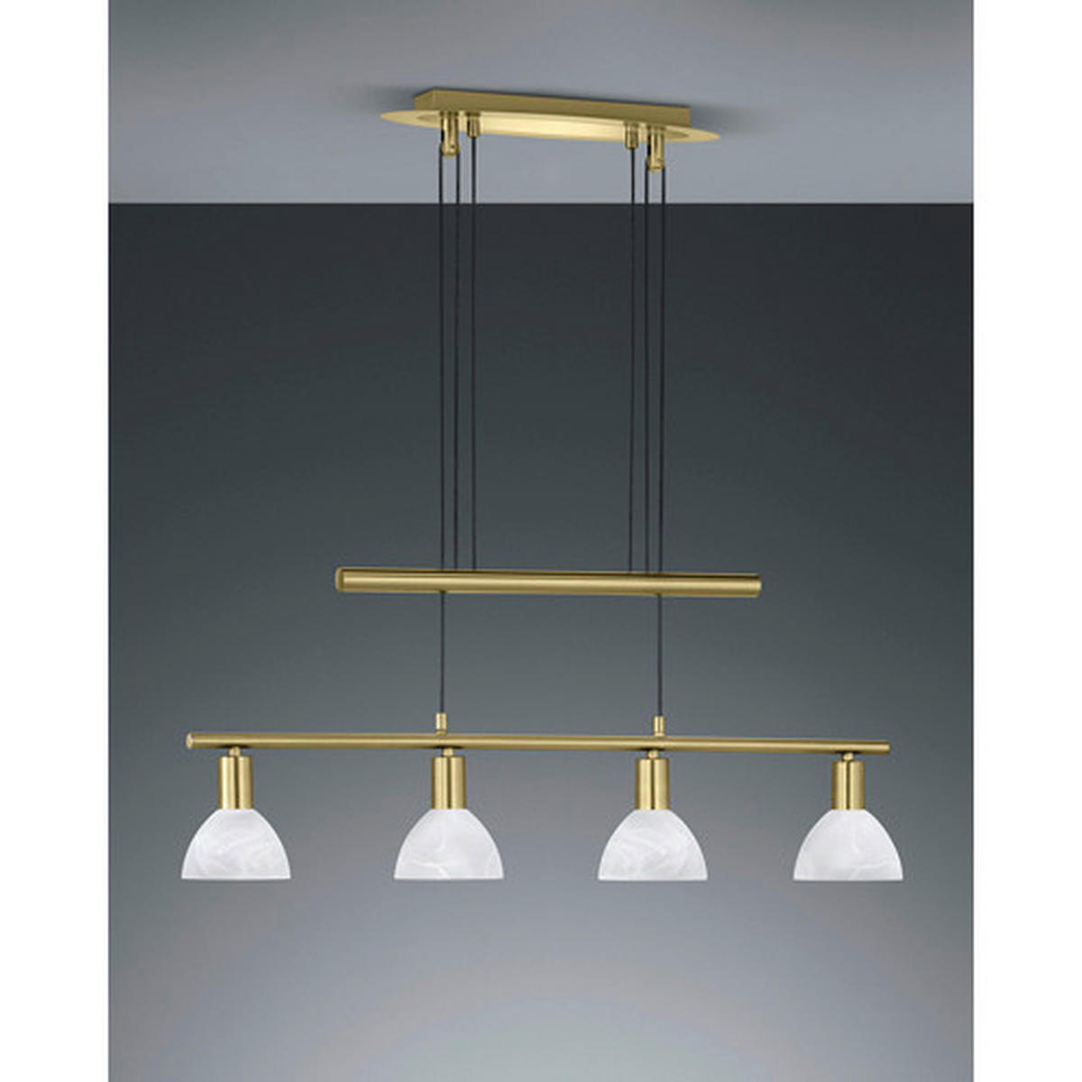 LED-HÄNGELEUCHTE Levisto 80/95-180 cm   - Messingfarben/Weiß, LIFESTYLE, Glas/Metall (80/95-180cm) - Trio Leuchten